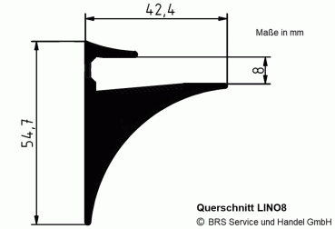 Skizze Querschnitt vom Profil LINO8 mit Maßen