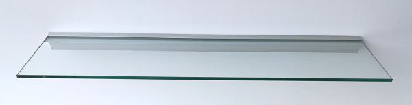 Wandregal Klarglas 8 mm mit Wandprofil / Klemmleiste Aluminium silbern