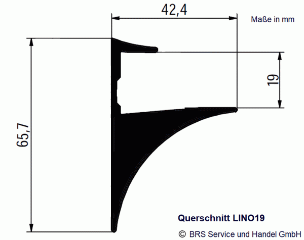Skizze Querschnitt vom Profil LINO10 mit Maßen