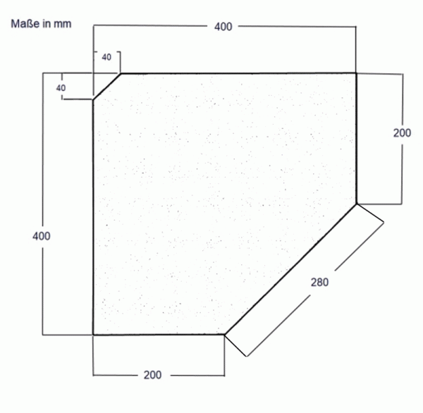 Skizze mit Maßangabe vom PENTAGON Glasboden 40 cm